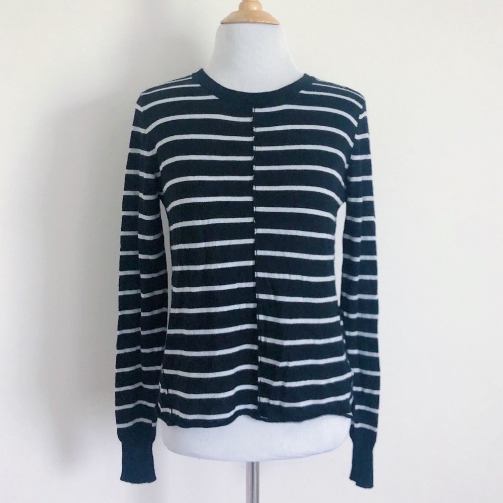 Paige Wool Long Sleeve Asymmetric Striped Top